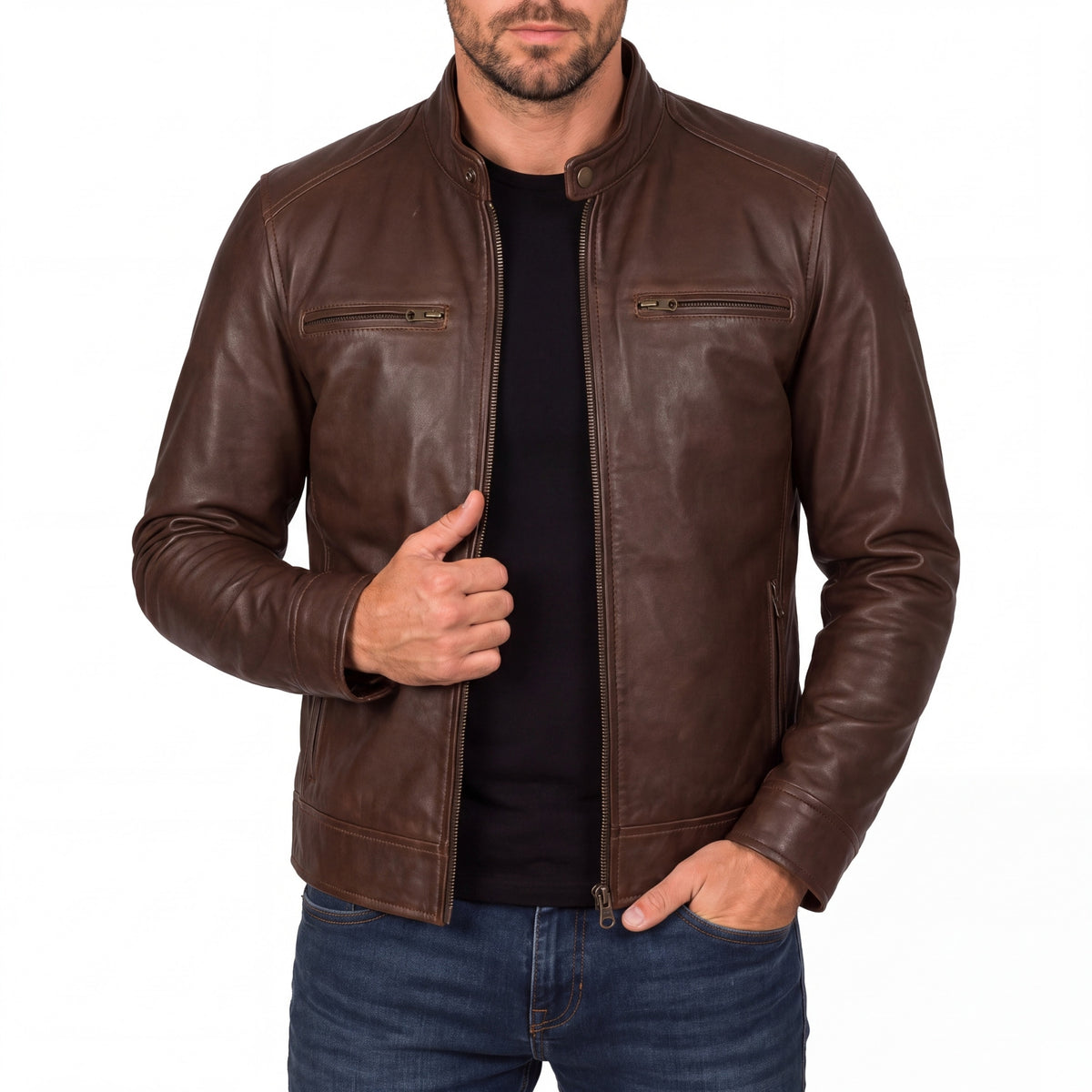 Men's Cafe Racer Leather Jacket