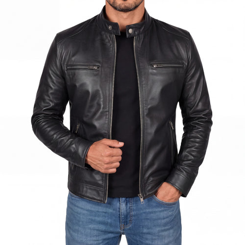 Men's Cafe Racer Leather Jacket