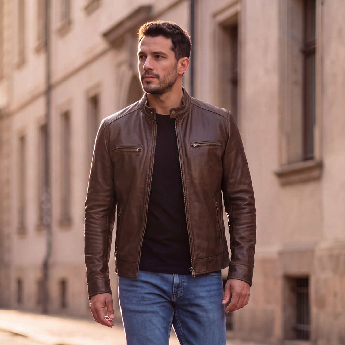 Men's Cafe Racer Leather Jacket