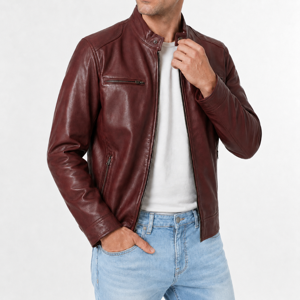 Men's Cafe Racer Leather Jacket