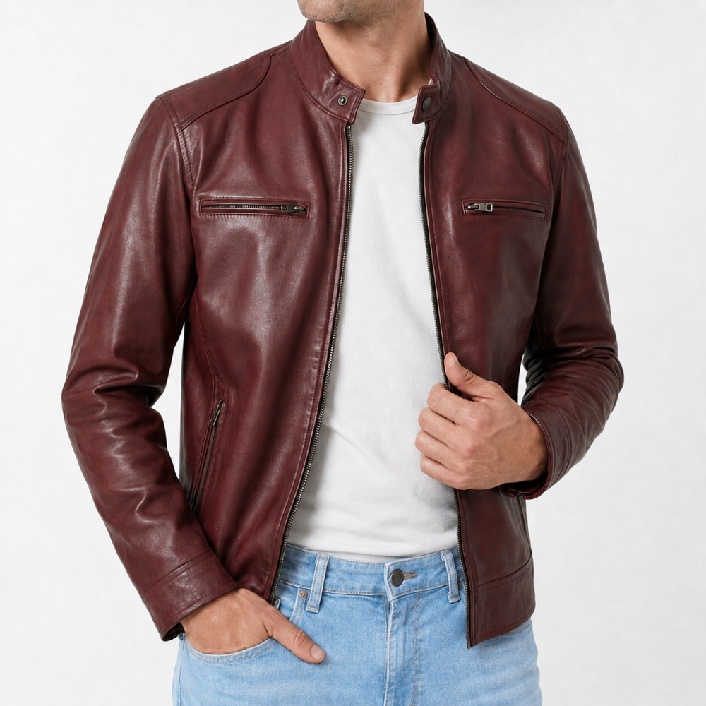 Men's Cafe Racer Leather Jacket
