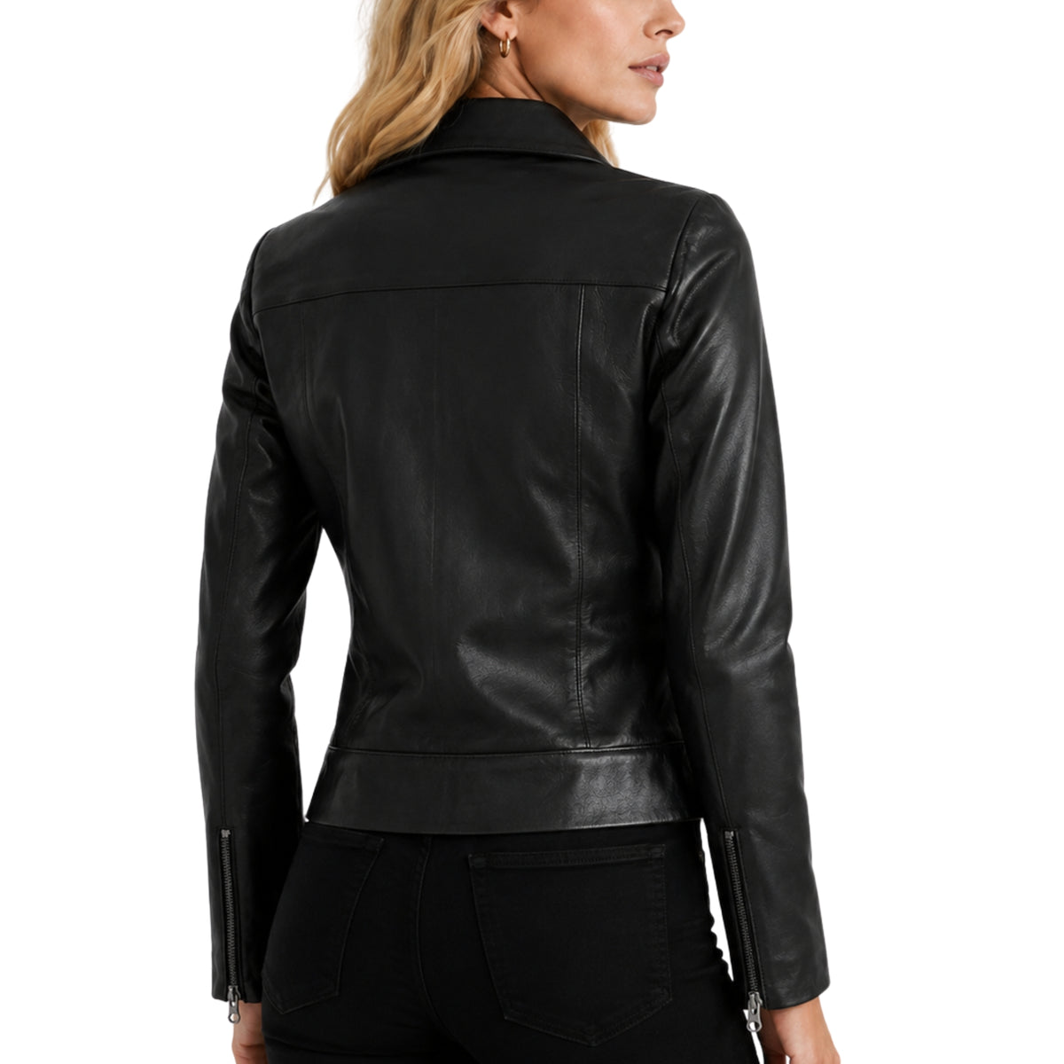 Women's Classic Zip Front Biker Leather Jacket