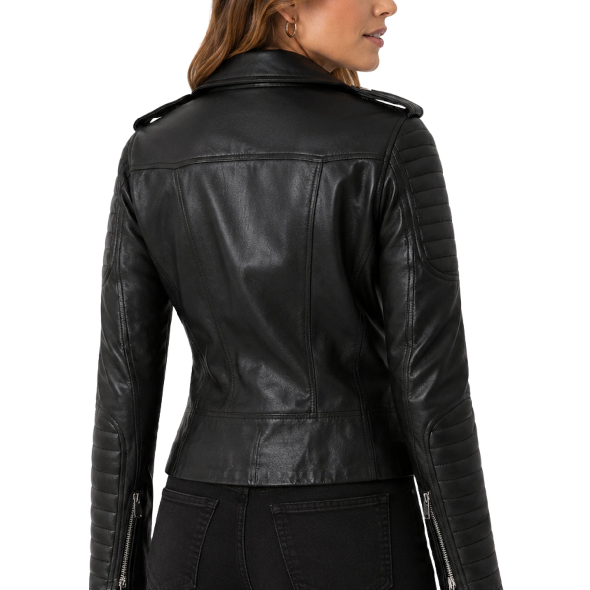 Women's Removable Hood Motorcycle Leather Jacket