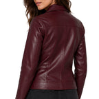 Women's Classic Zip Front Biker Leather Jacket