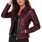 Women's Classic Zip Front Biker Leather Jacket