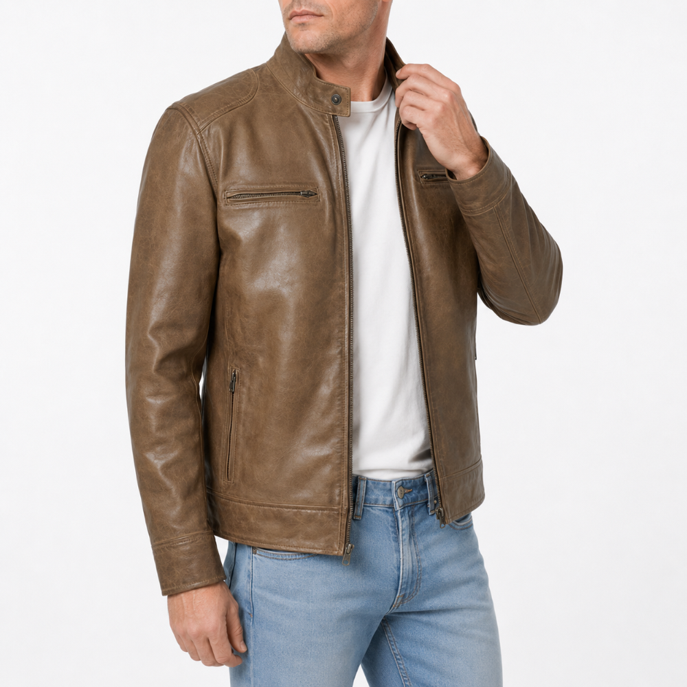 Men's Cafe Racer Leather Jacket