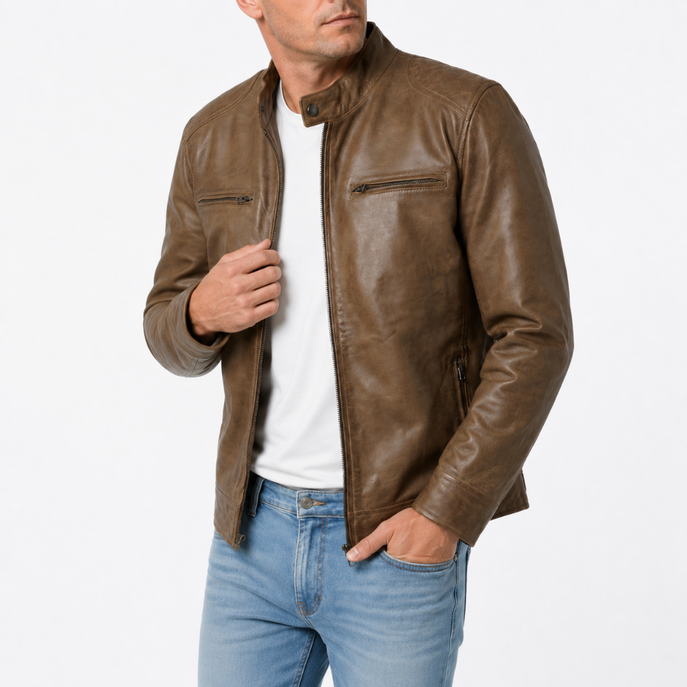 Men's Cafe Racer Leather Jacket