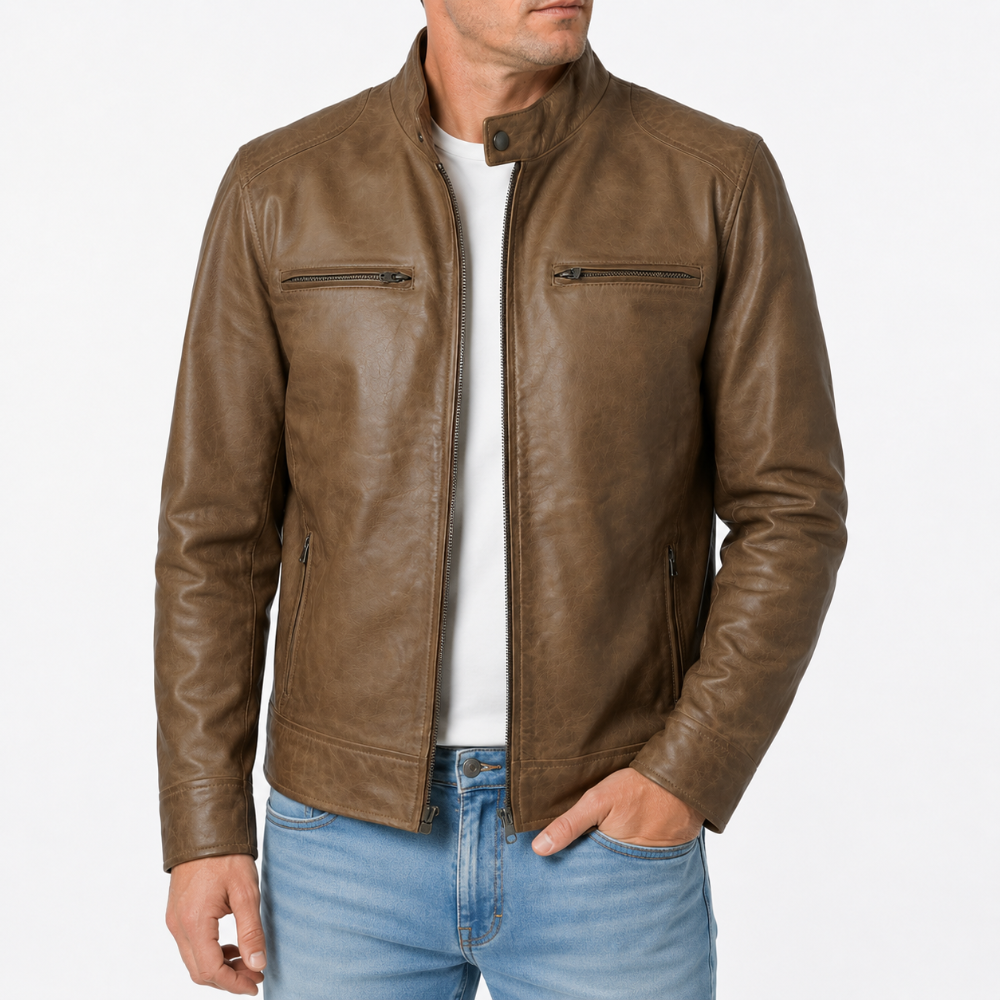 Men's Cafe Racer Leather Jacket