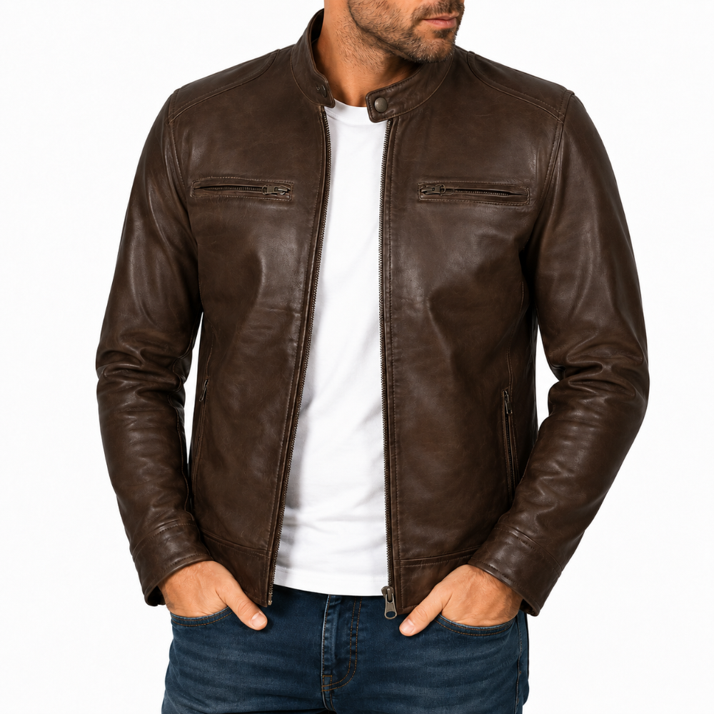 Men's Cafe Racer Leather Jacket