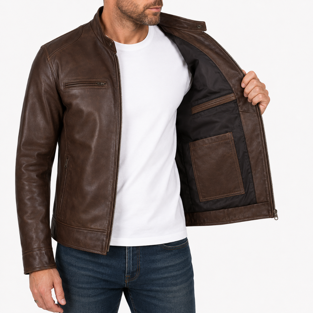 Men's Cafe Racer Leather Jacket