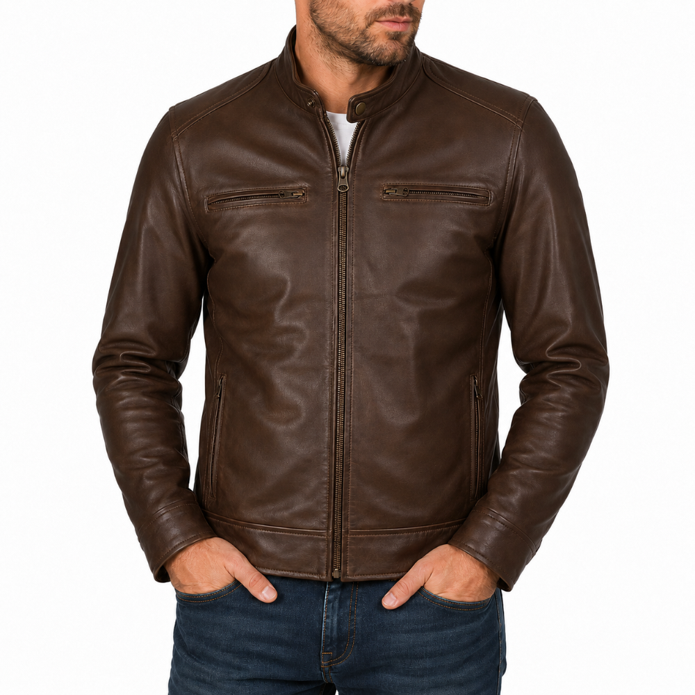 Men's Cafe Racer Leather Jacket