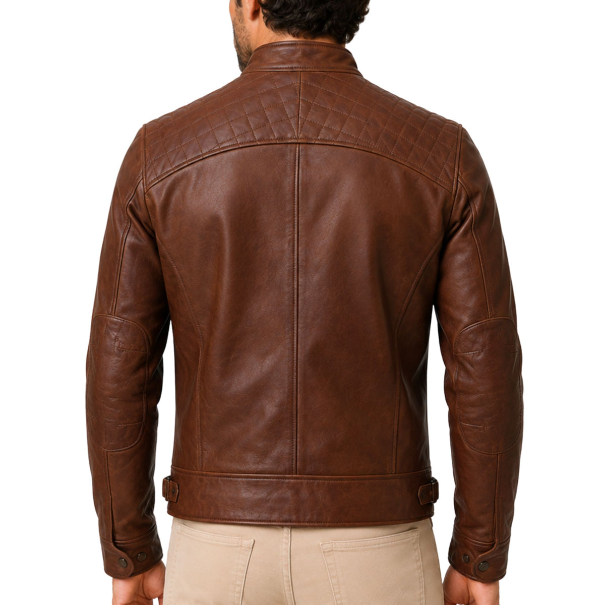 Men's Quilted Shoulder Cafe Racer Jacket