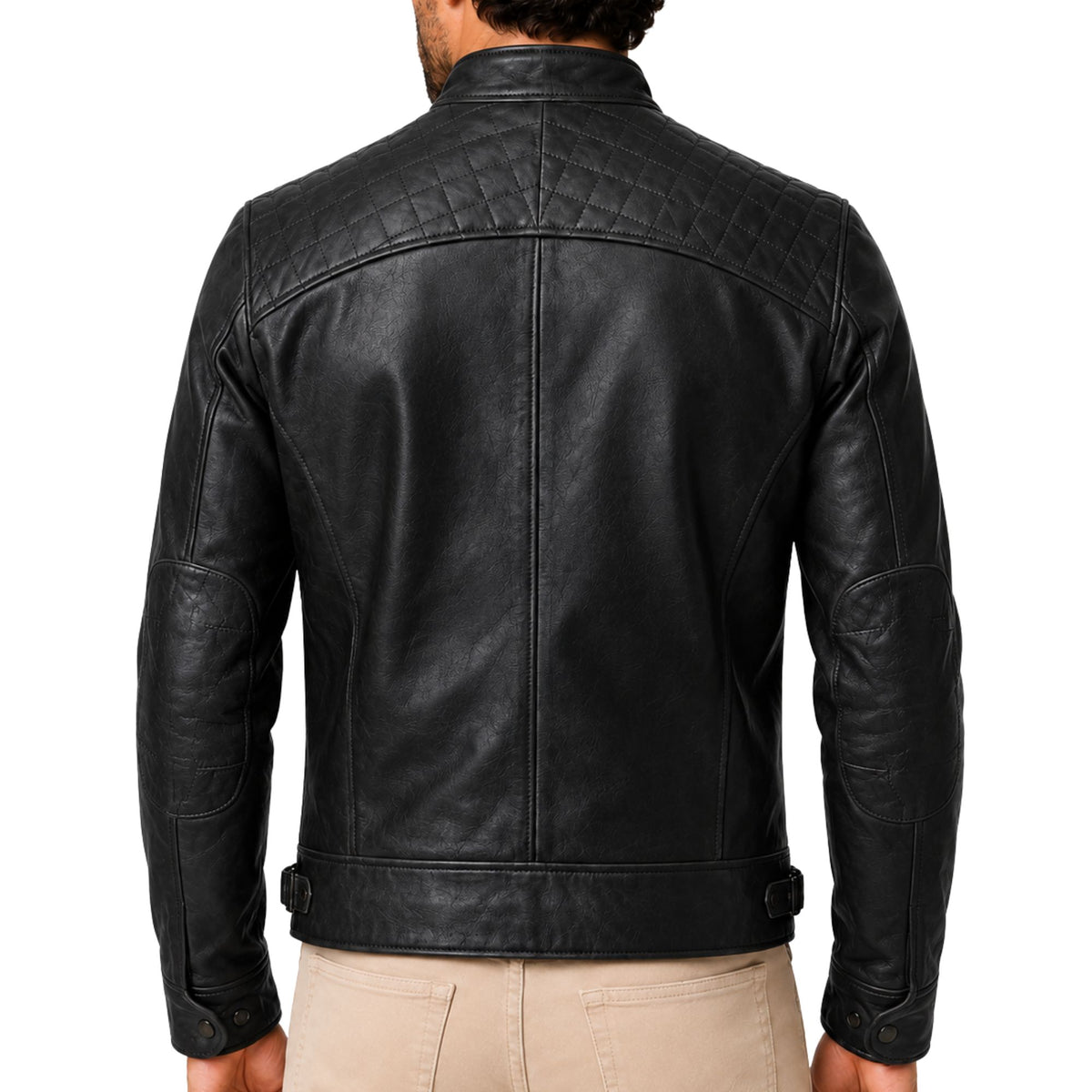 Men's Quilted Shoulder Cafe Racer Jacket