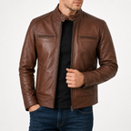 Men's Cafe Racer Leather Jacket