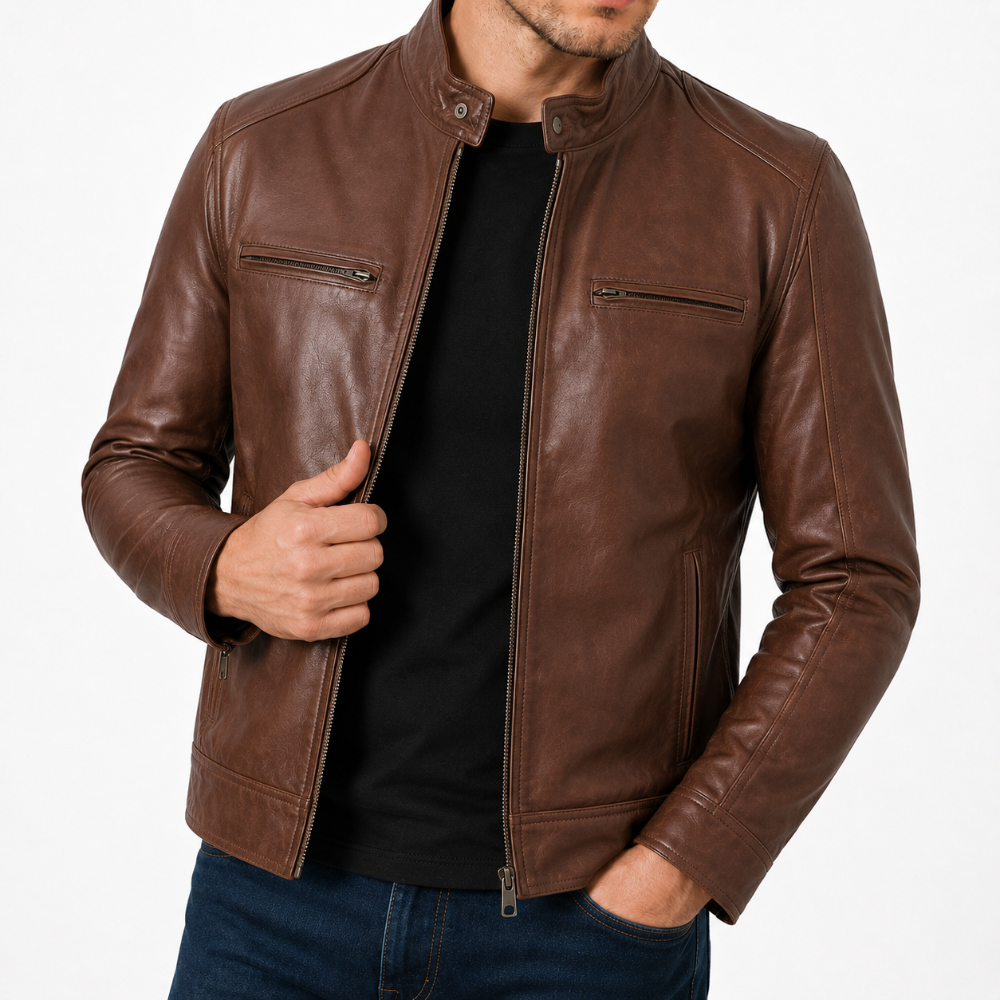 Men's Cafe Racer Leather Jacket